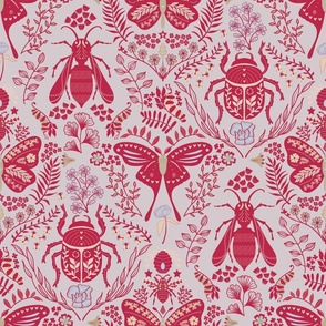 Viva Magenta Insects // medium // beetle, wasp, butterfly and moth with flowers in red