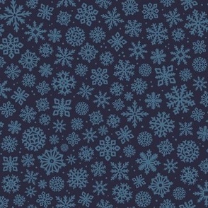 Falling Snowflakes // Medium in Midnight Blue //  Blue Christmas Coordinate 