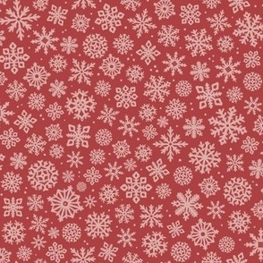 Falling Snowflakes // Medium in Bright Cherry Red // Winter Holiday Coordinate 