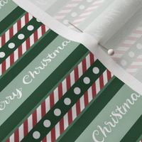 Merry Christmas Candy Cane Stripe // Handwritten in Green and Red