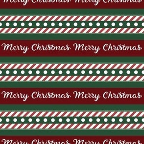 Merry Christmas Hand Lettered Candy Cane Stripe // Red and Green
