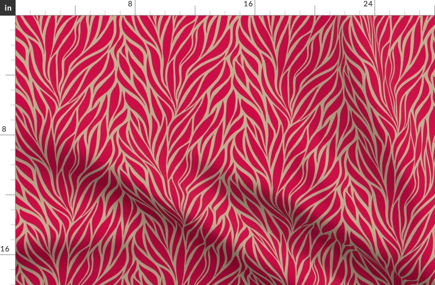 viva magenta "paper cut" abstract on pale khaki - medium scale