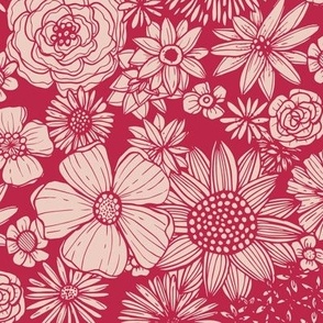 Inked Floral (Viva Magenta)