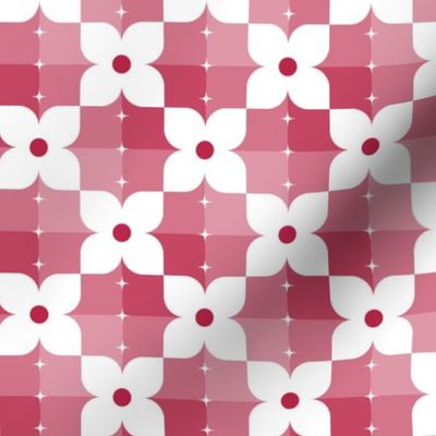 Viva Magenta Checkered Garden-Plaid-Cottagecore-Flowers-Red-Small