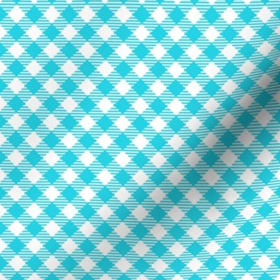 Gingham (Aqua, 0.5 inch diagonal)