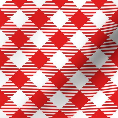 Gingham (Red, 0.5 inch diagonal)