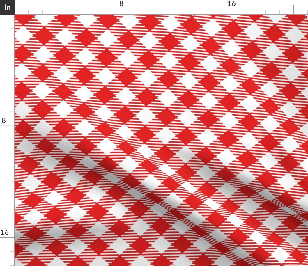 Gingham (Red, 0.5 inch diagonal)