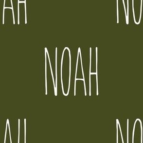 custom name - white font on Army green background - Noah