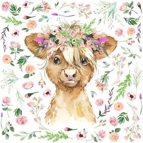 8.5" patch floral baby highland cow