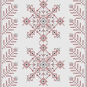 Traditional Romanian cross stitch pattern in black and red