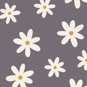 Ivory Daisies on Gray Background