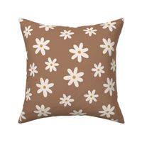 Ivory Daisies on Light Brown Background