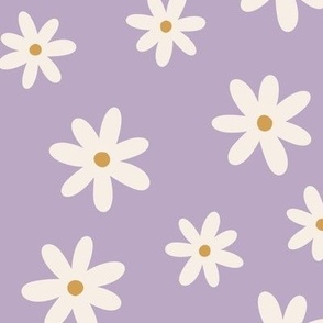 Ivory Daisies on Purple Background