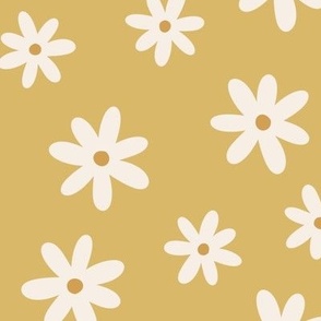 Ivory Daisies on Golden Yellow Background