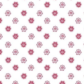 Sketched Flowers in Viva Magenta on White