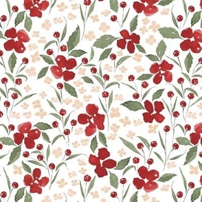 True Love Floral White and Red - 7x7