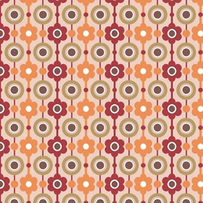 Retro Floral Bead Curtain in Red, Orange, and Apricot