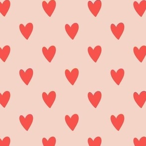 Red minimal Valentine's hearts on pink 10x10 