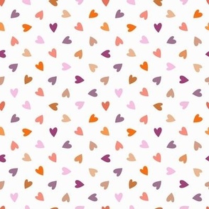Purple, orange, brown, pinks, red Valentine's Day hearts 4x4