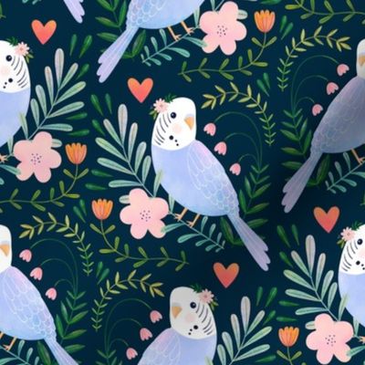 Budgie Romance navy - smaller 8" repeat