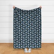 Budgie Romance navy - smaller 8" repeat