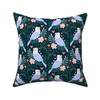 Budgie Romance navy - smaller 8" repeat