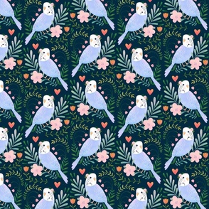 Budgie Romance navy - smaller 8" repeat