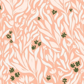 Textured Meadow, medium, 24 inch, pink and green, whimsical, woodland, floral, botanical