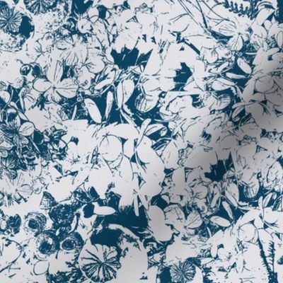 Gumnuts and Blooms - Navy - larger scale