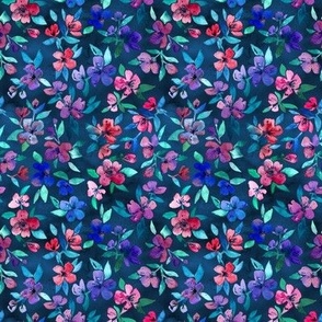 Southern Summer Floral in navy and color - tiny print