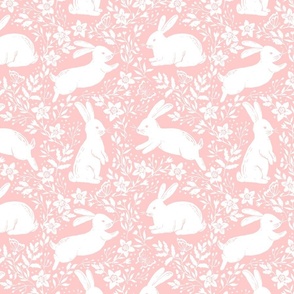 Rustic Easter bunnies blush pink WB23