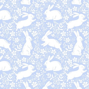 Rustic Easter bunnies serenity blue WB23