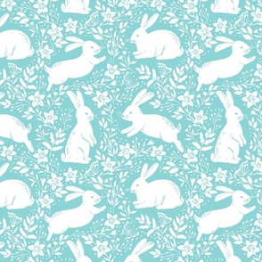 Rustic Easter bunnies turquoise WB23