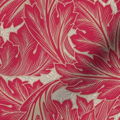 Acanthus modern reconstruction-original by William Morris - LARGE - Pantone color of the year 2023 Viva Magenta, Antiqued art nouveau art deco 