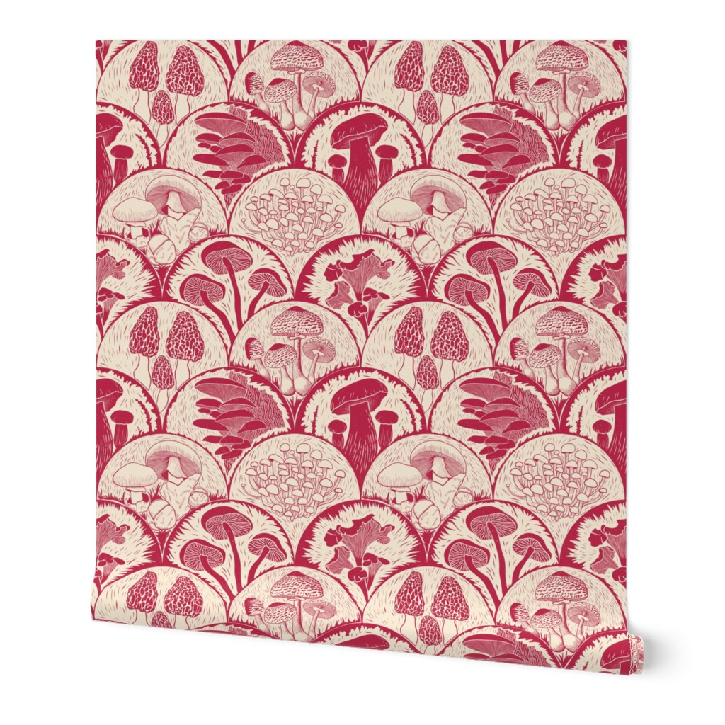 Edible Mushroom Block print Viva Magenta