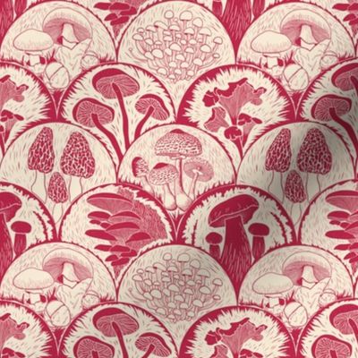 Edible Mushroom Block print Viva Magenta