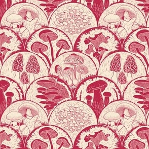 Edible Mushroom Block print Viva Magenta