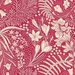 Forest Flowers reimagined Paisley Pattern Viva Magenta medium