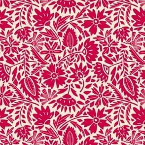 Scandinavian Block print Floral Viva Magenta flowers