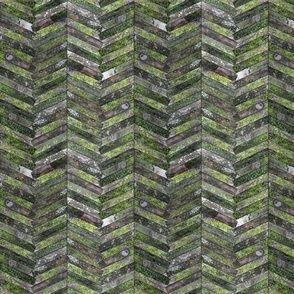 Mossy Weathered Wood in Chevron (tiny scale) 