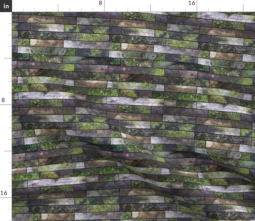Mossy Wood Garden Wall (horizontal tiny scale)  