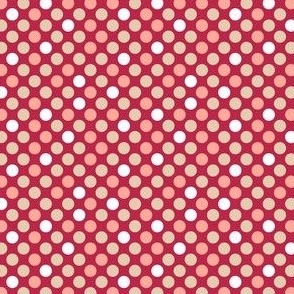 colorful polka dots on viva magenta red | tiny