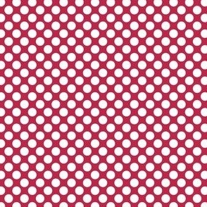 white polka dots on pantone viva magenta red | tiny