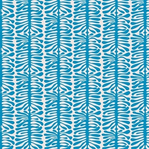 Climbing groovy tropical coastal foliage stripes in blue and tan colors 