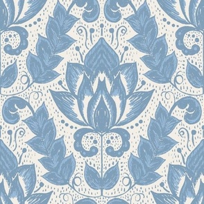 Medium Textured Floral Damask  // chambray blue