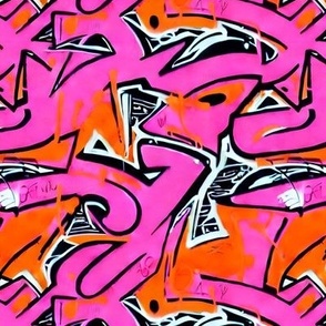 graffiti in orange and pink 