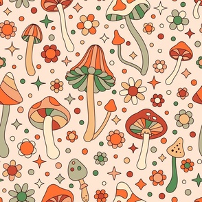 60s Groovy Mushrooms and Flower Power