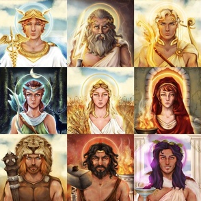  Greek Gods and Goddesses 6-inch Squares