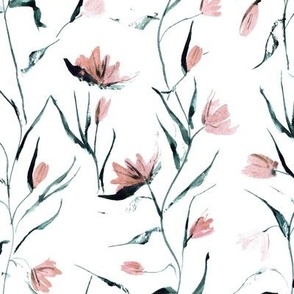 primavera florals - watercolor flowers - painted tender nature for home decor wallpaper a117-3