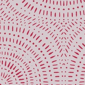 Circles / big scale / viva magenta on gray lilac organic handdrawn symmetric lineart pattern design 